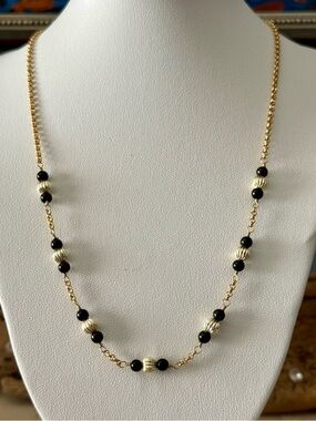 Handcrafted Black OnyxGold Filled Sterling Silver Necklace